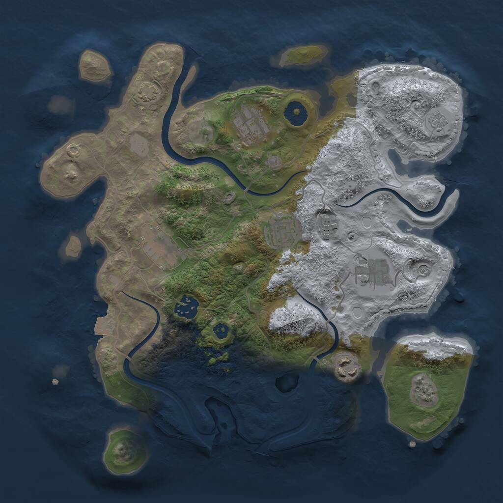 Rust Map: Procedural Map, Size: 3250, Seed: 243440092, 11 Monuments