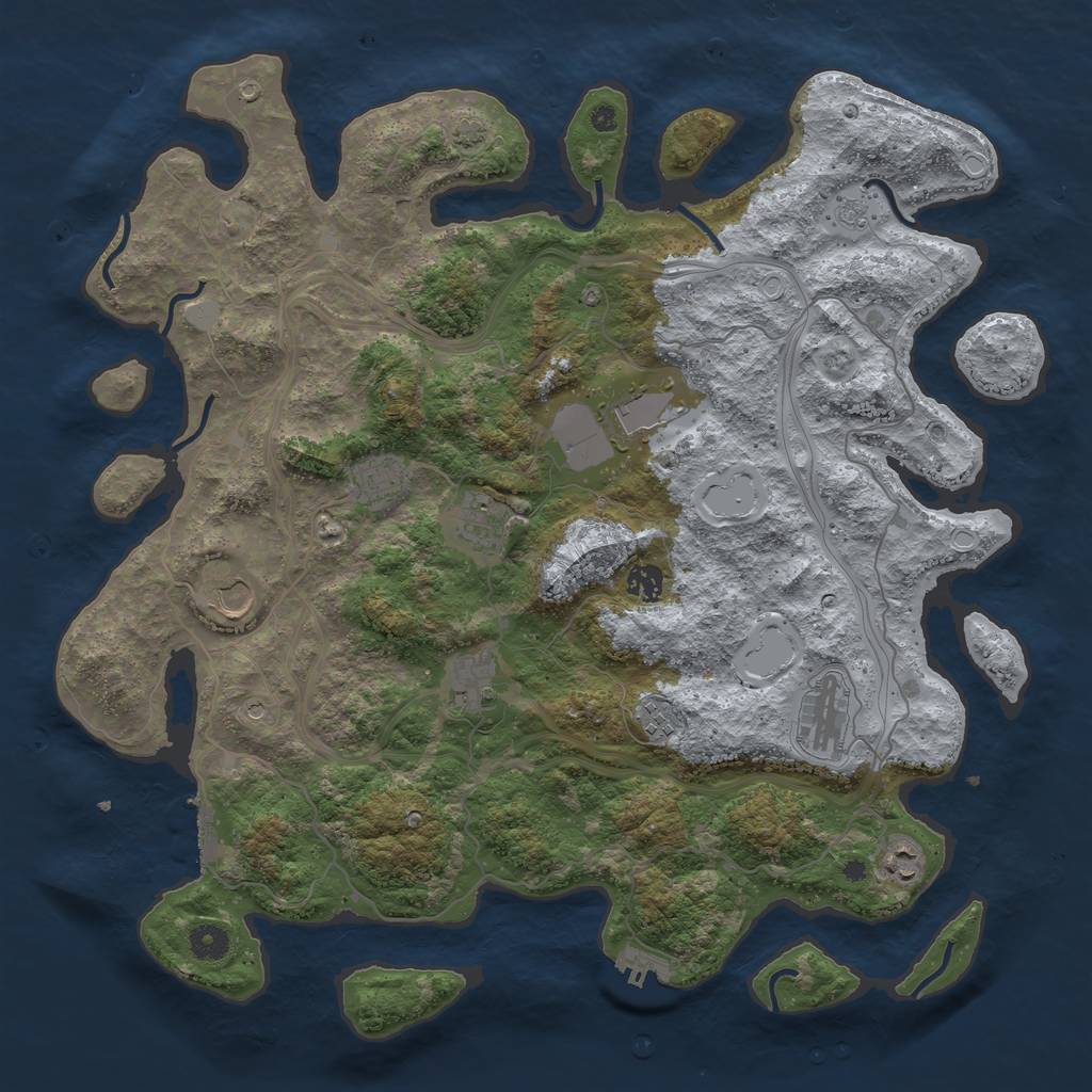 Rust Map: Procedural Map, Size: 4300, Seed: 58194921, 17 Monuments