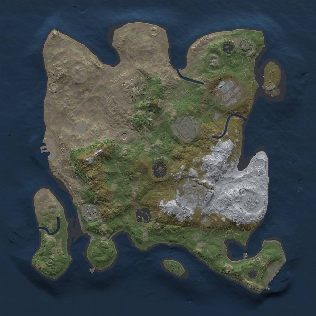 Rust Map: Procedural Map, Size: 3000, Seed: 2073550377, 14 Monuments