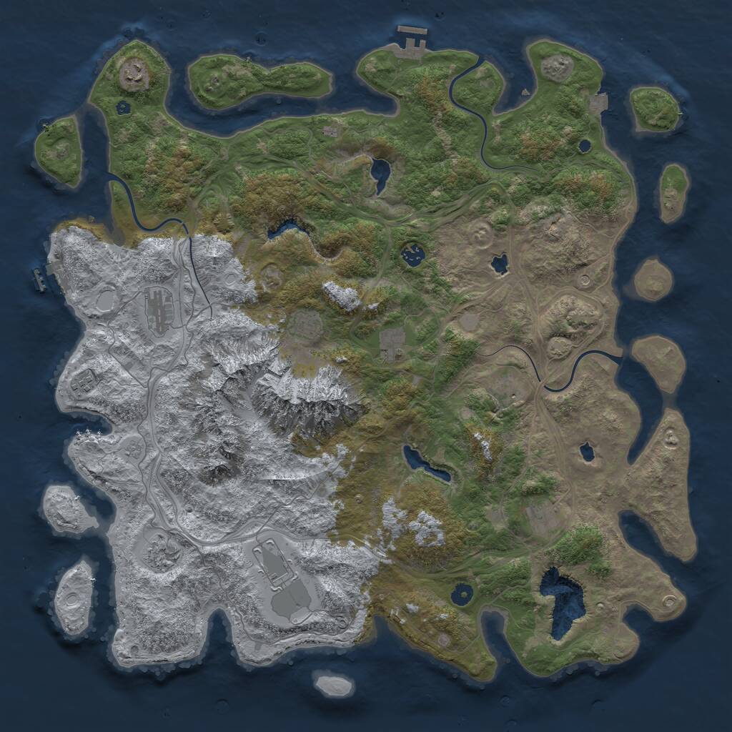 Rust Map: Procedural Map, Size: 5000, Seed: 960916, 16 Monuments
