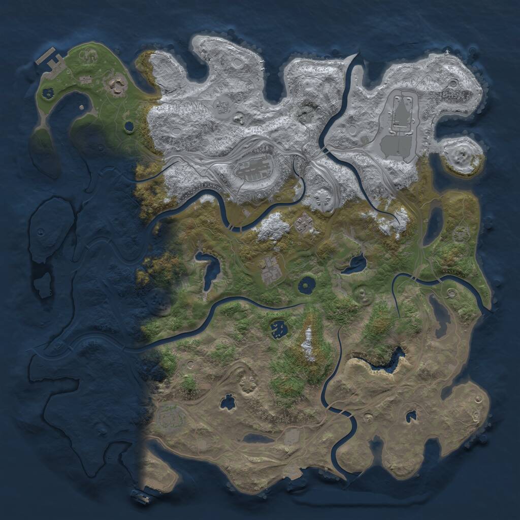 Rust Map: Procedural Map, Size: 4500, Seed: 599245002, 13 Monuments