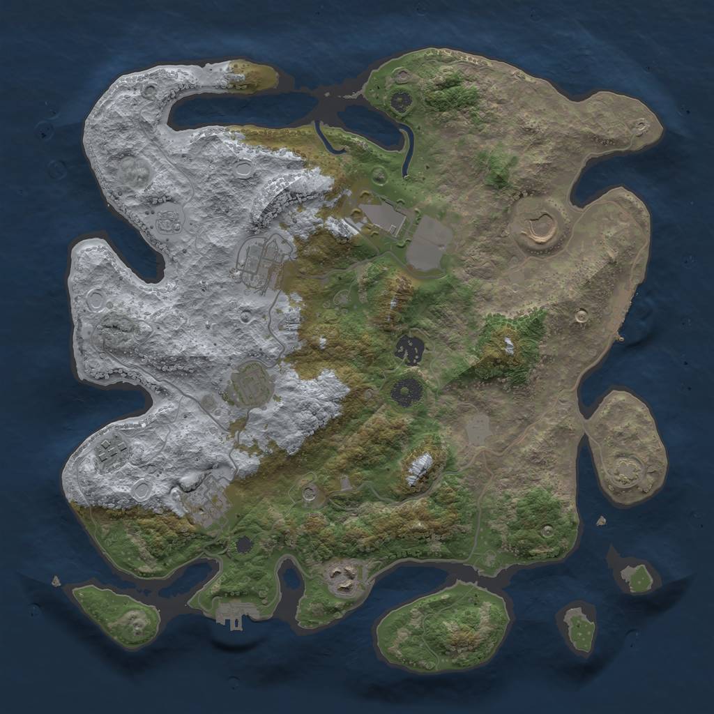 Rust Map: Procedural Map, Size: 3600, Seed: 12006, 16 Monuments