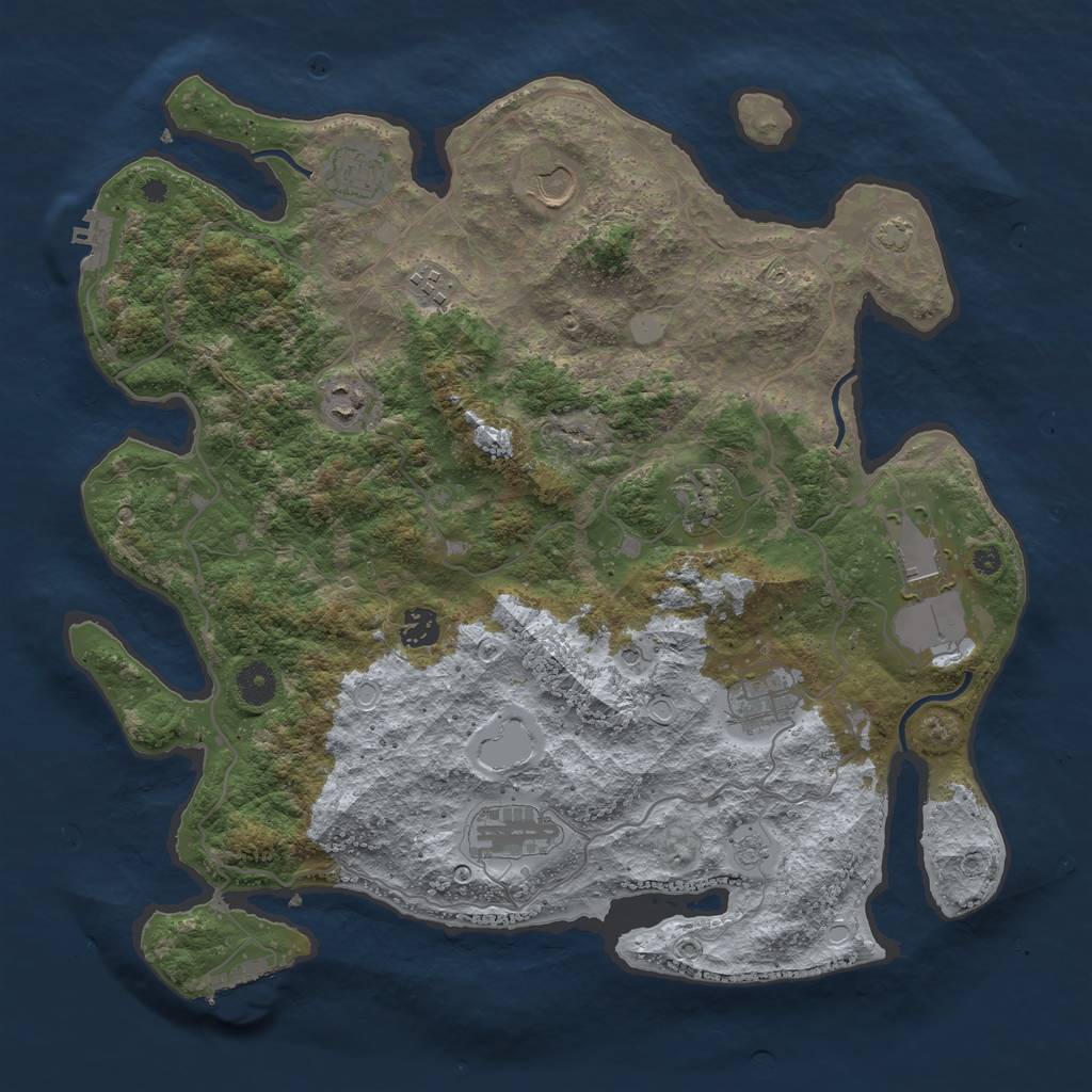 Rust Map: Procedural Map, Size: 4000, Seed: 16653762, 17 Monuments