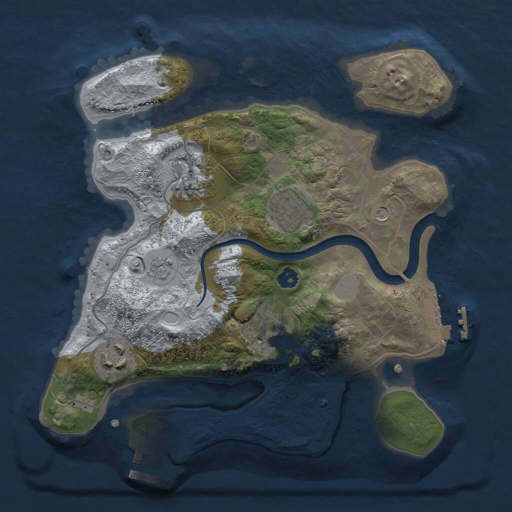 Rust Map: Procedural Map, Size: 2500, Seed: 162390180, 9 Monuments
