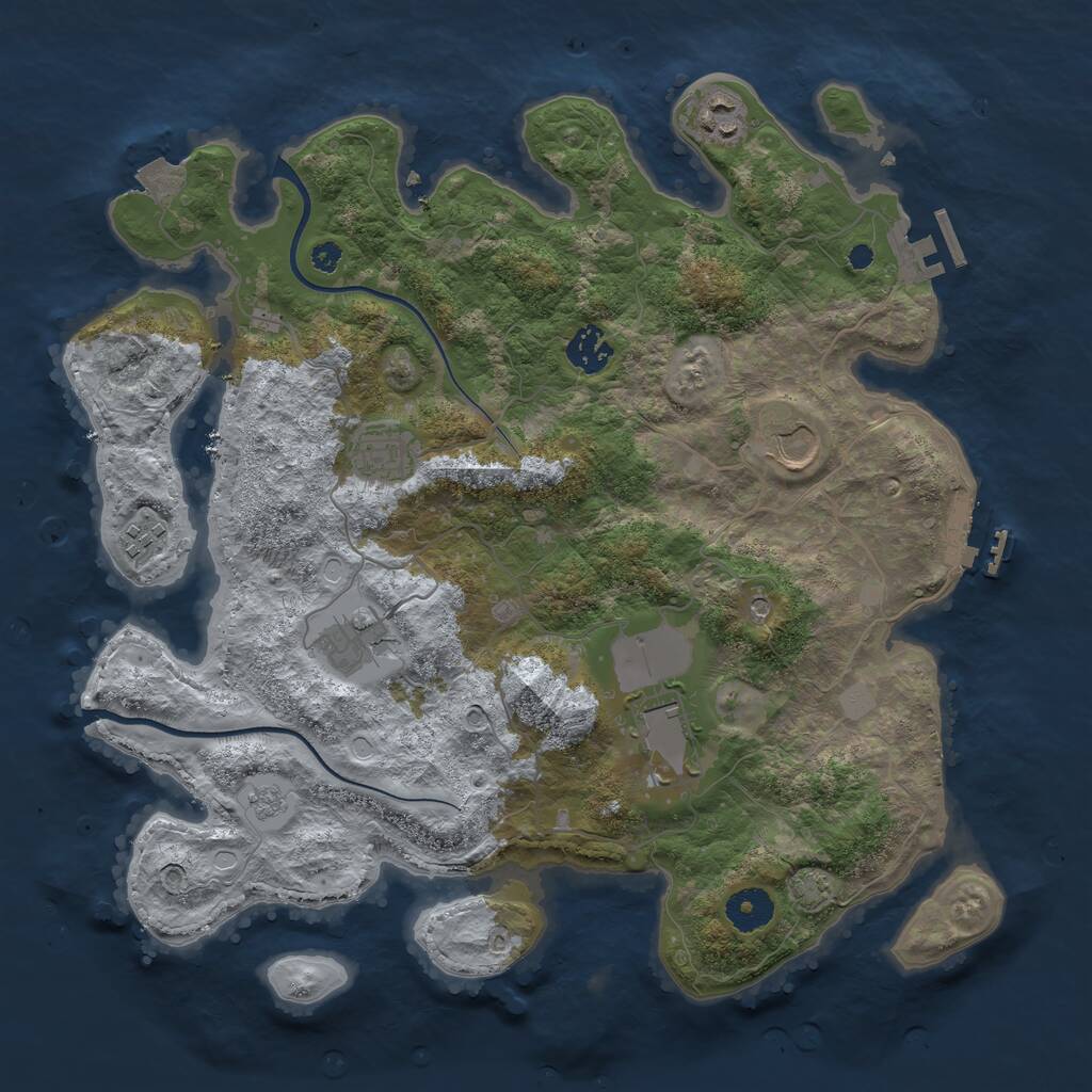 Rust Map: Procedural Map, Size: 3650, Seed: 24143353, 13 Monuments