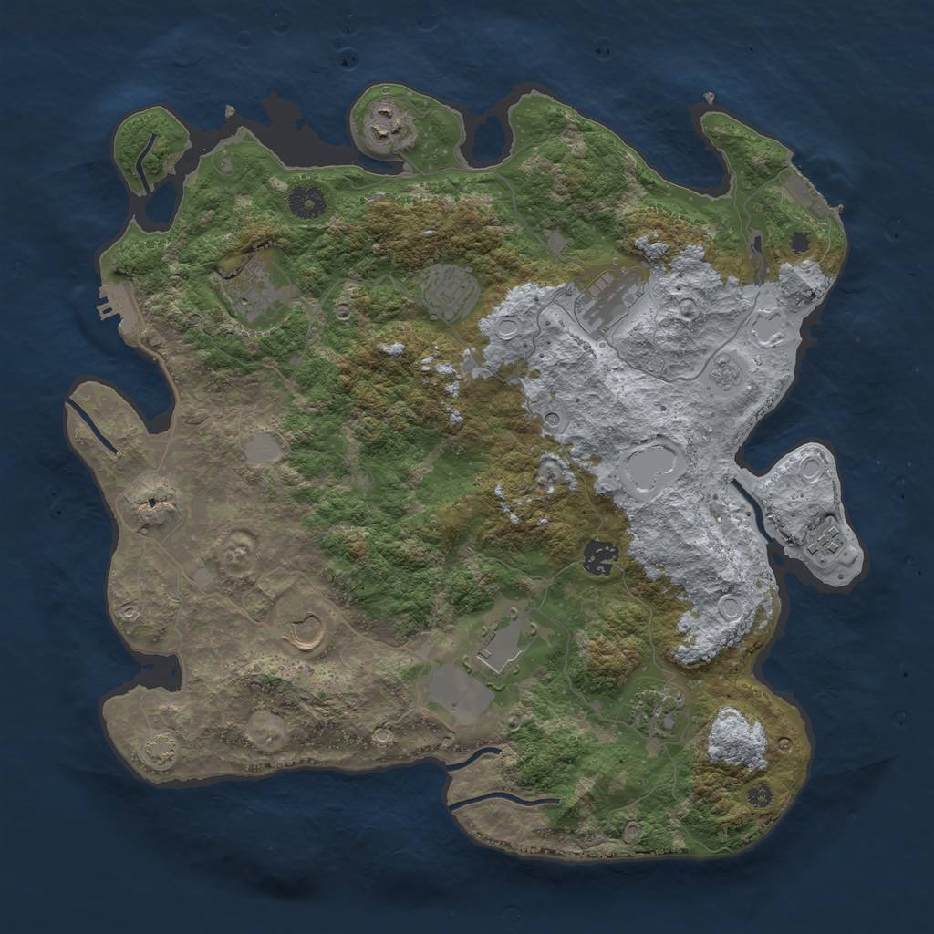 Rust Map: Procedural Map, Size: 3900, Seed: 25563514, 17 Monuments