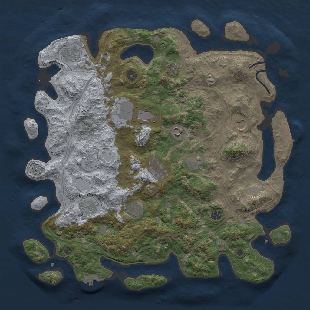 Rust Map: Procedural Map, Size: 4250, Seed: 76855170, 18 Monuments