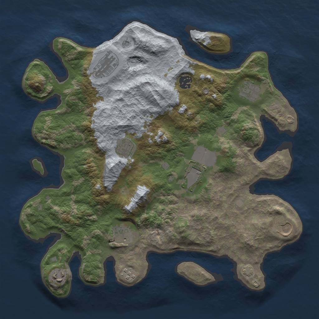 Rust Map: Barren, Size: 3600, Seed: 49183187, 13 Monuments
