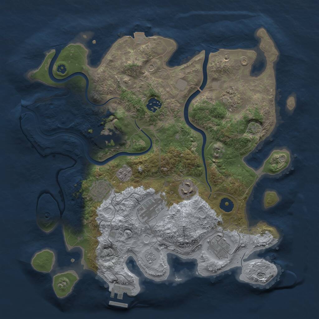 Rust Map: Procedural Map, Size: 3450, Seed: 90344192, 13 Monuments