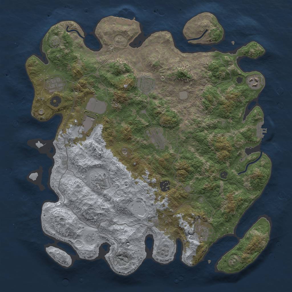 Rust Map: Procedural Map, Size: 4000, Seed: 74658446, 17 Monuments