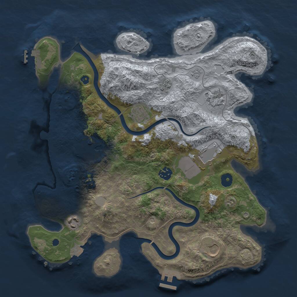 Rust Map: Procedural Map, Size: 3500, Seed: 38736040, 14 Monuments