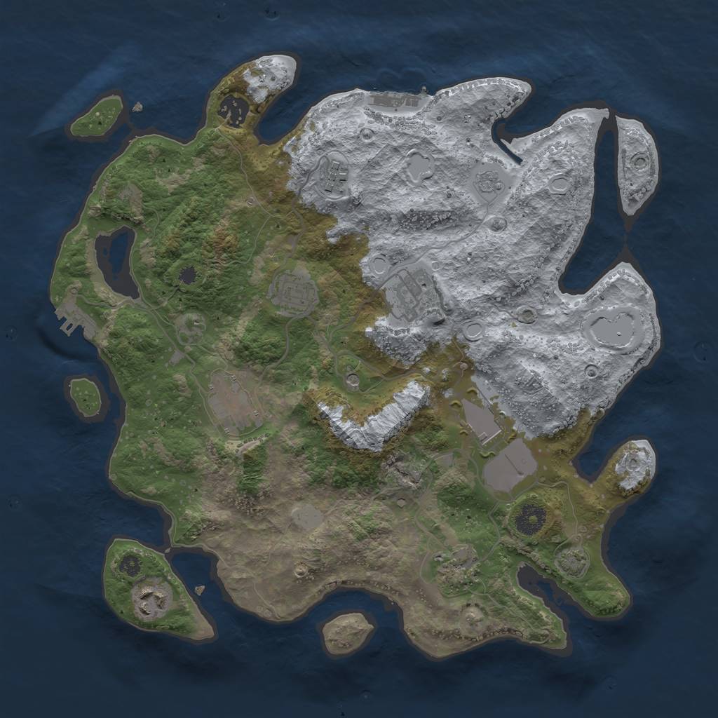 Rust Map: Procedural Map, Size: 3500, Seed: 35987279, 16 Monuments