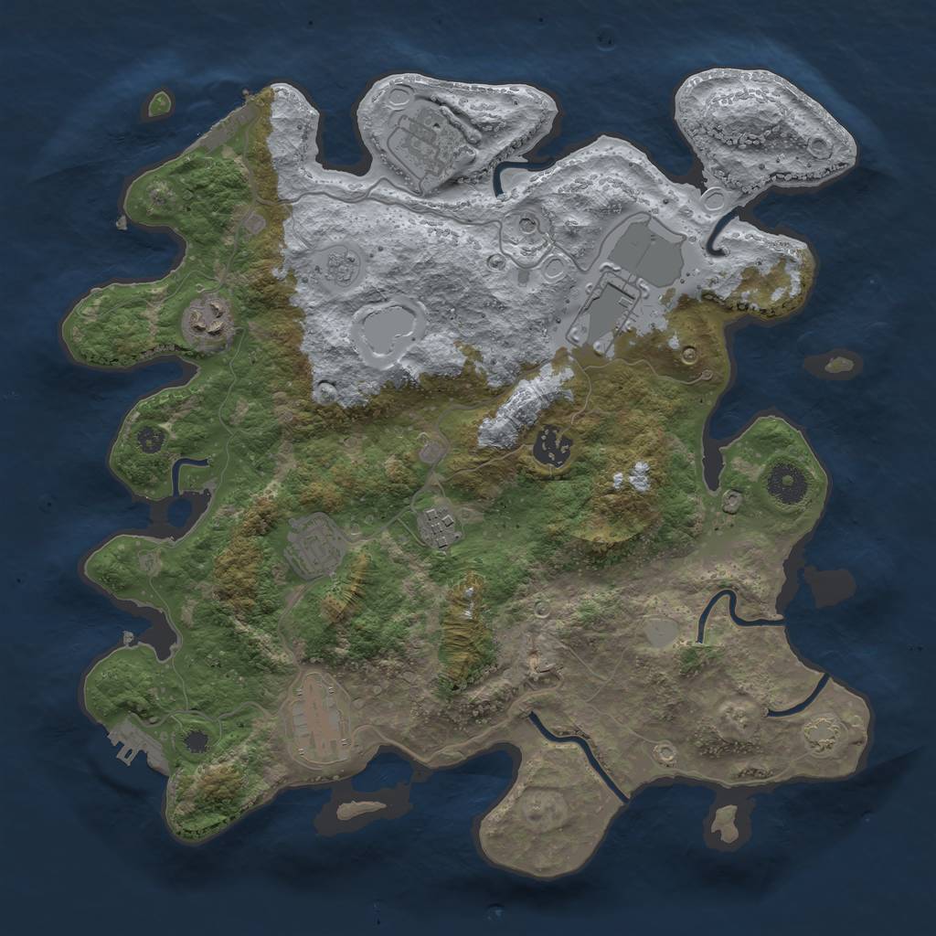 Rust Map: Procedural Map, Size: 3550, Seed: 34912662, 15 Monuments