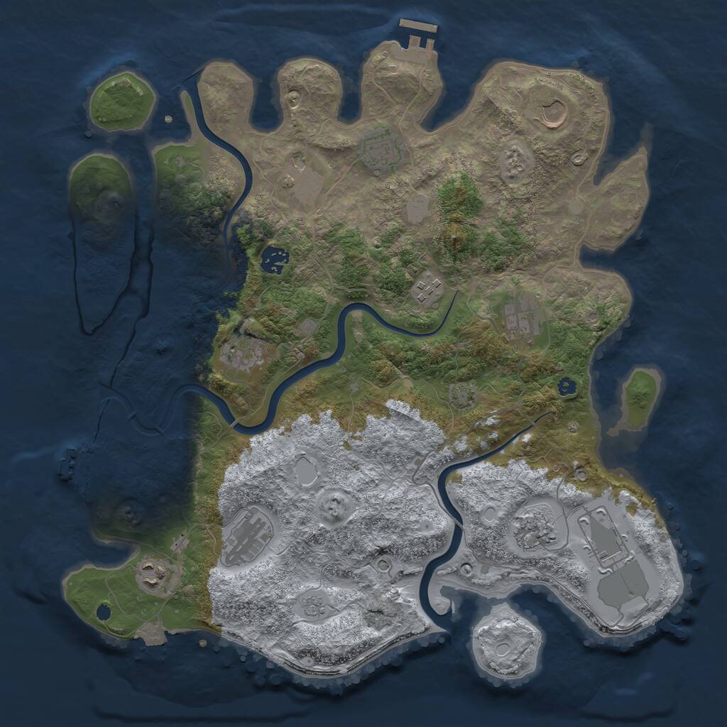 Rust Map: Procedural Map, Size: 3900, Seed: 54627868, 17 Monuments