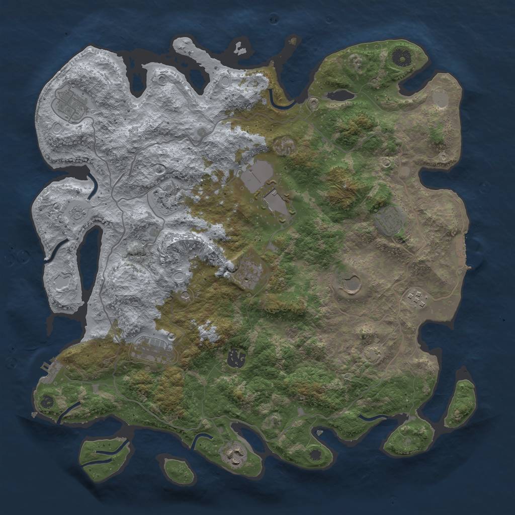 Rust Map: Procedural Map, Size: 4100, Seed: 72820747, 18 Monuments