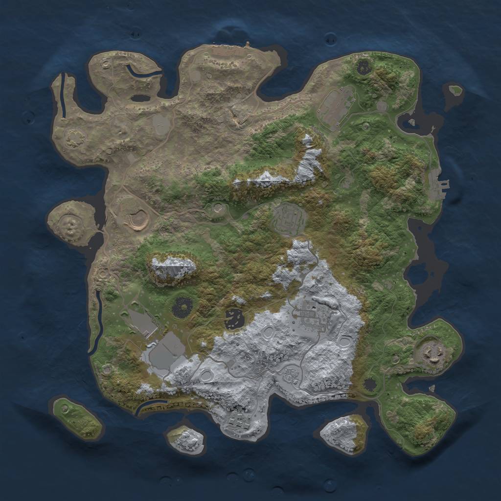 Rust Map: Procedural Map, Size: 3550, Seed: 79250989, 16 Monuments