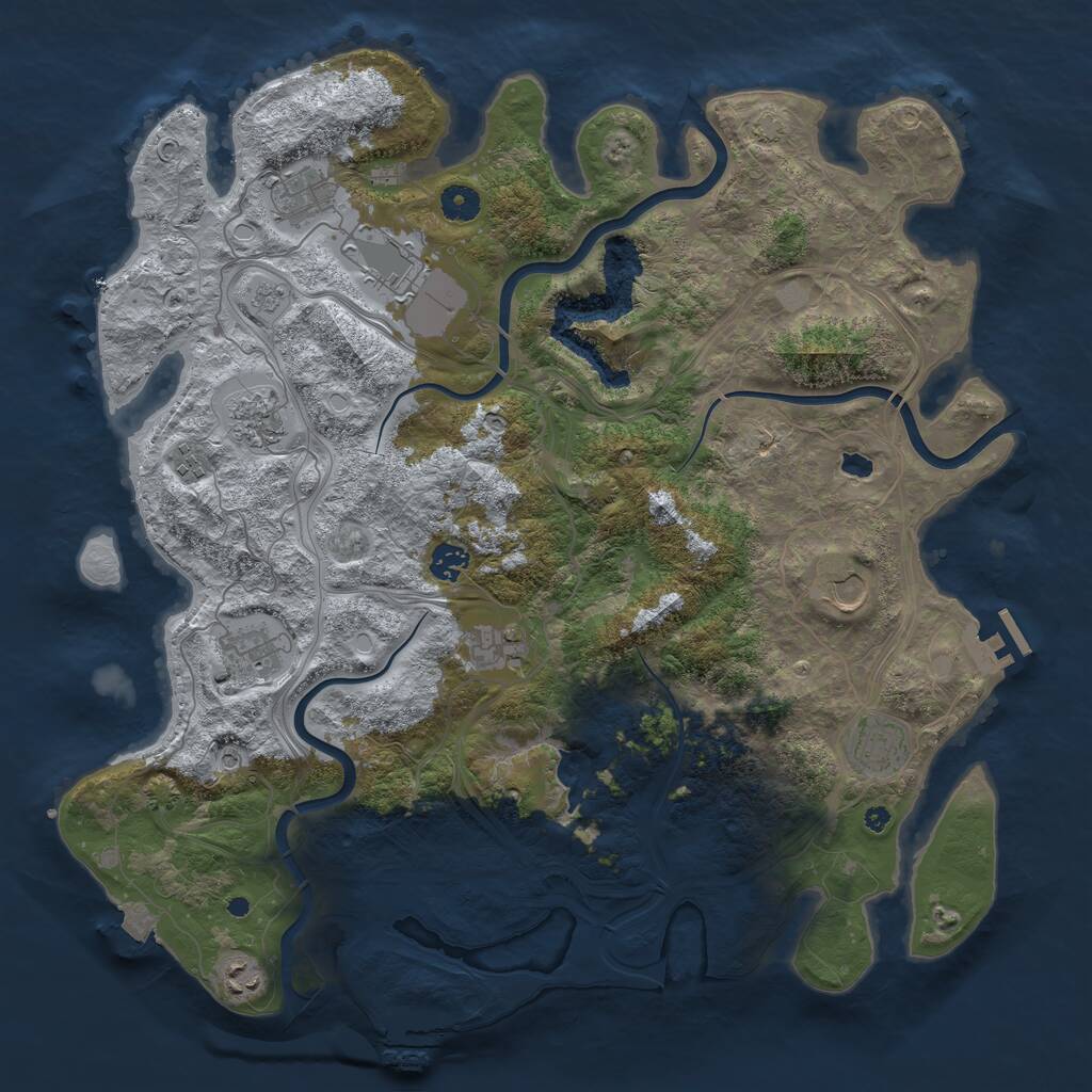 Rust Map: Procedural Map, Size: 4300, Seed: 83758524, 16 Monuments