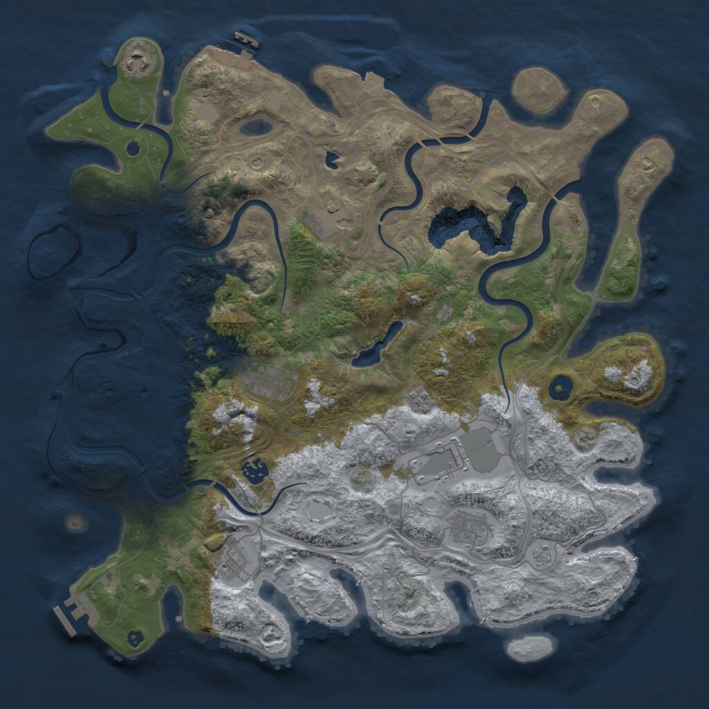 Rust Map: Procedural Map, Size: 4250, Seed: 57345727, 14 Monuments