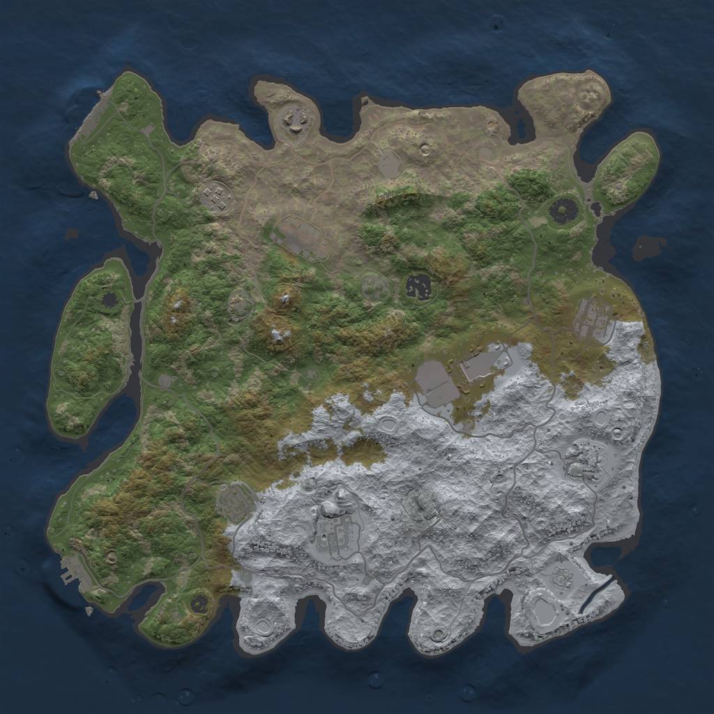 Rust Map: Procedural Map, Size: 4000, Seed: 44353837, 16 Monuments