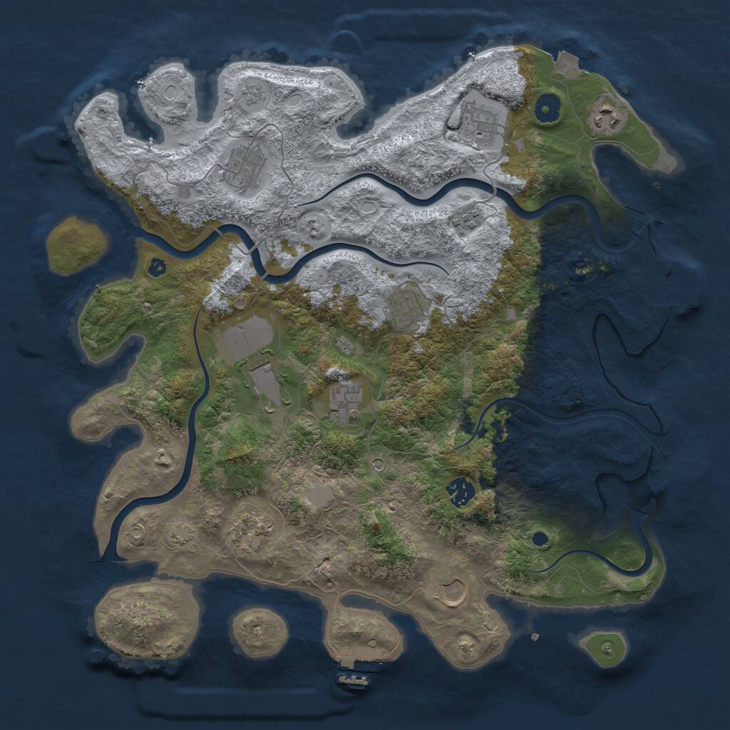 Rust Map: Procedural Map, Size: 3950, Seed: 68388465, 16 Monuments