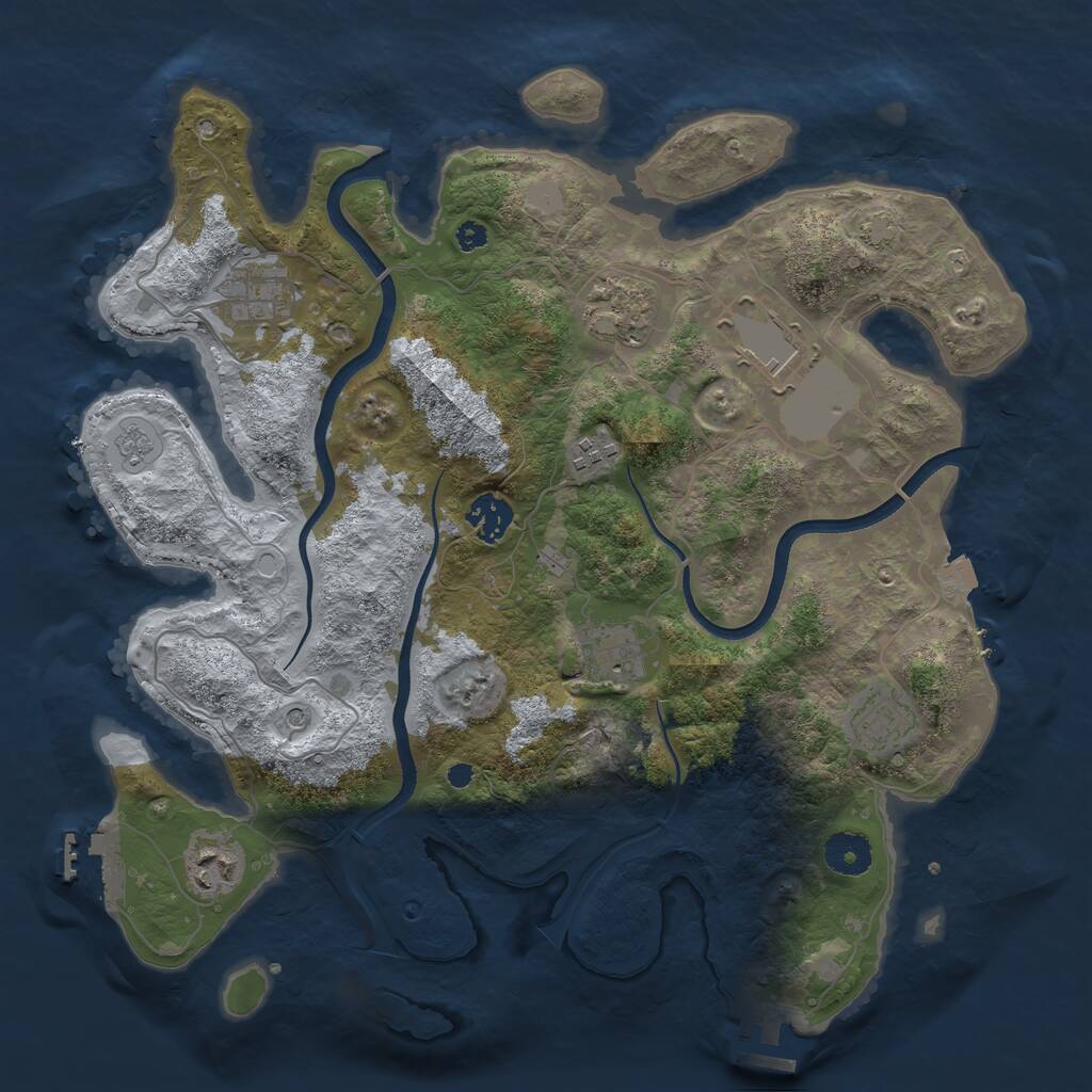 Rust Map: Procedural Map, Size: 3600, Seed: 94548606, 14 Monuments