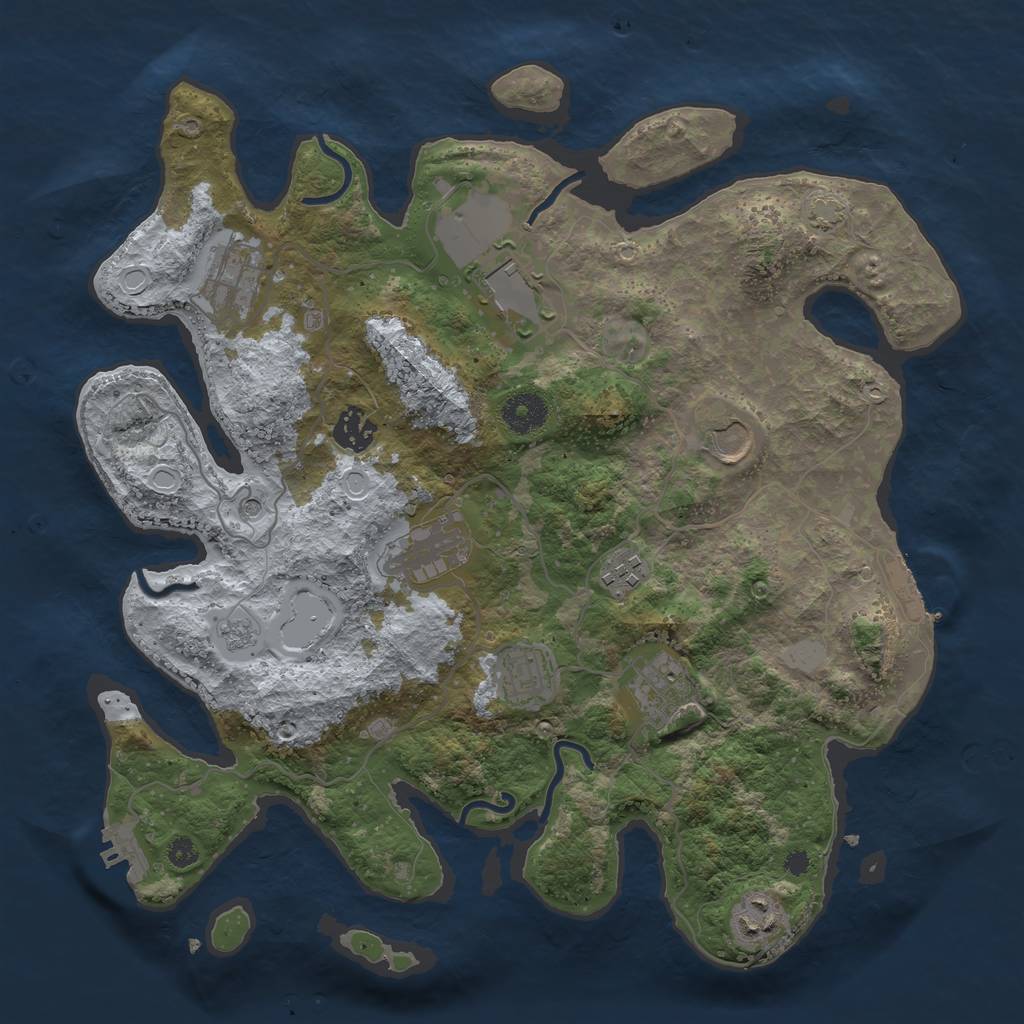 Rust Map: Procedural Map, Size: 3600, Seed: 94548606, 17 Monuments
