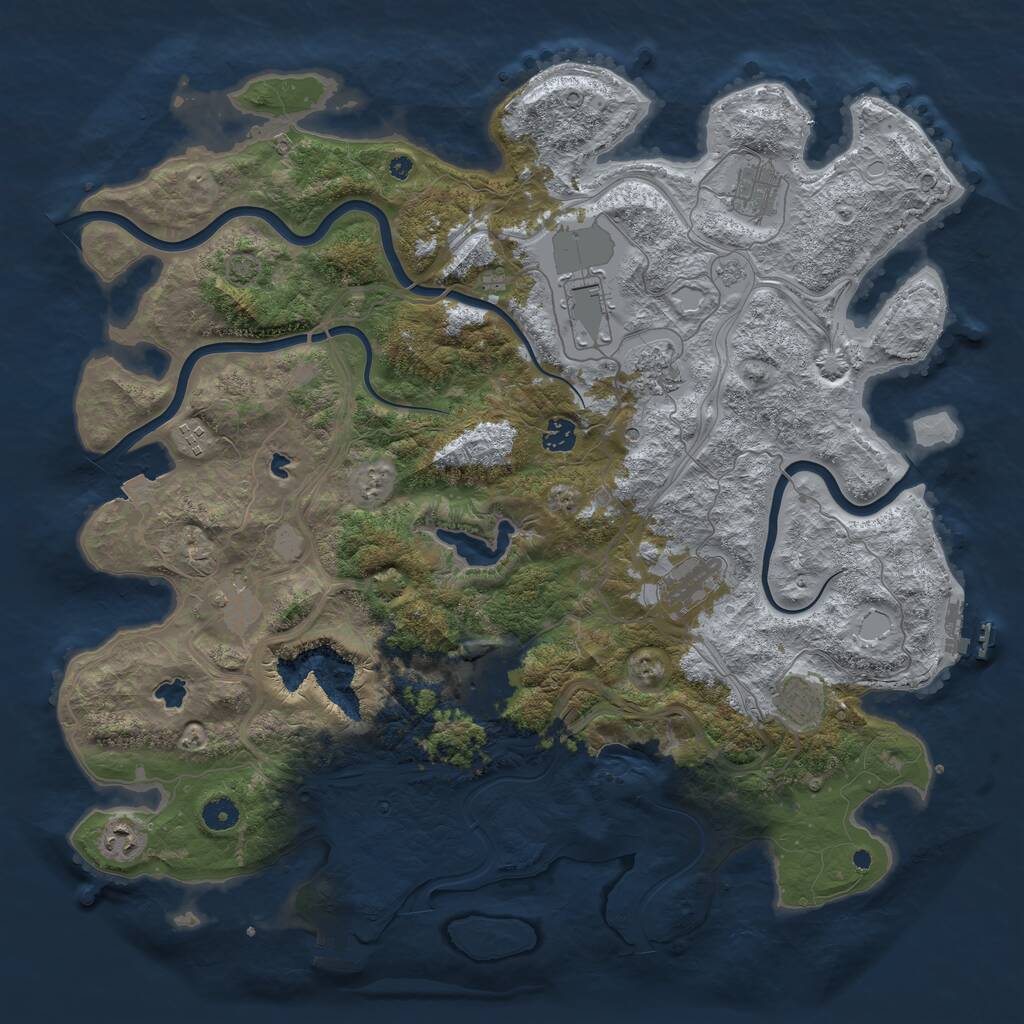 Rust Map: Procedural Map, Size: 4500, Seed: 1234456, 16 Monuments