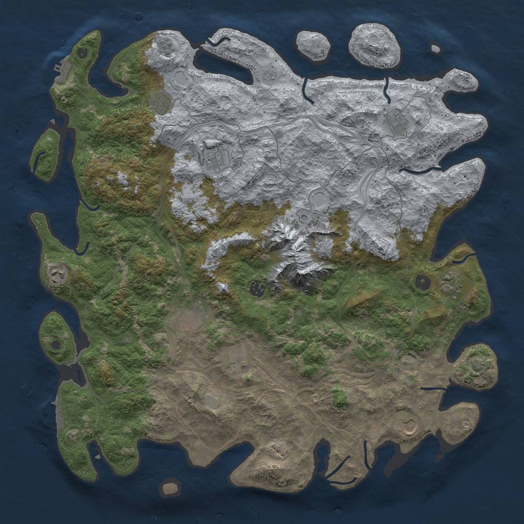 Rust Map: Procedural Map, Size: 5000, Seed: 750331683, 18 Monuments