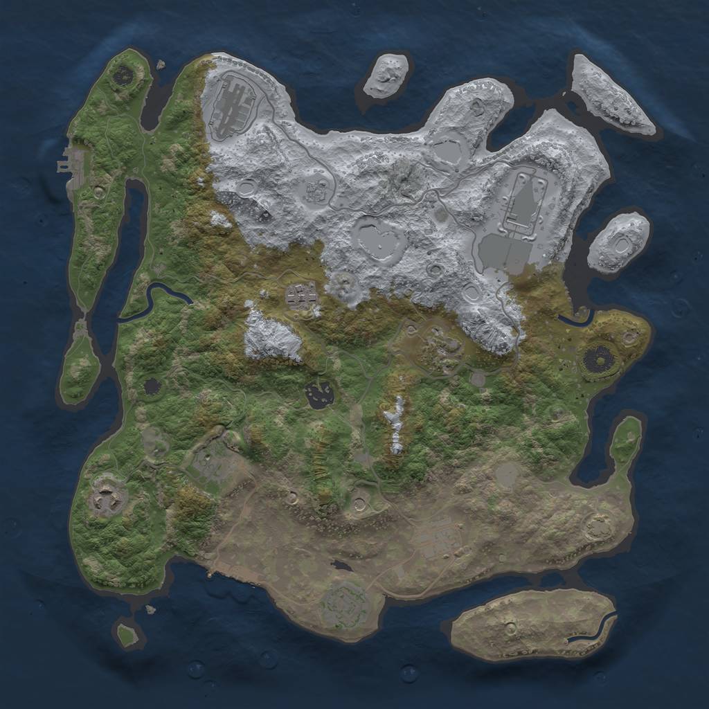 Rust Map: Procedural Map, Size: 3700, Seed: 41530960, 17 Monuments