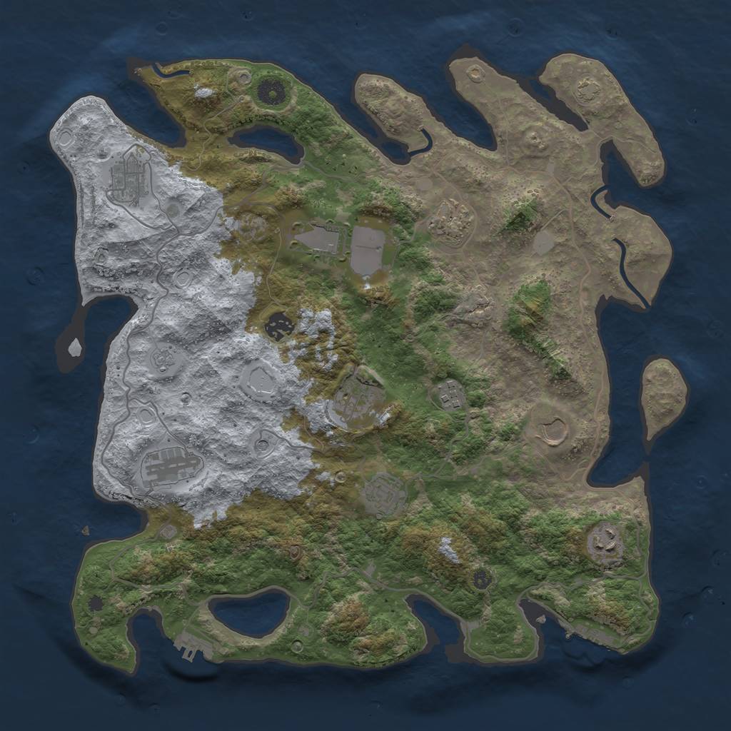 Rust Map: Procedural Map, Size: 4000, Seed: 96374701, 18 Monuments