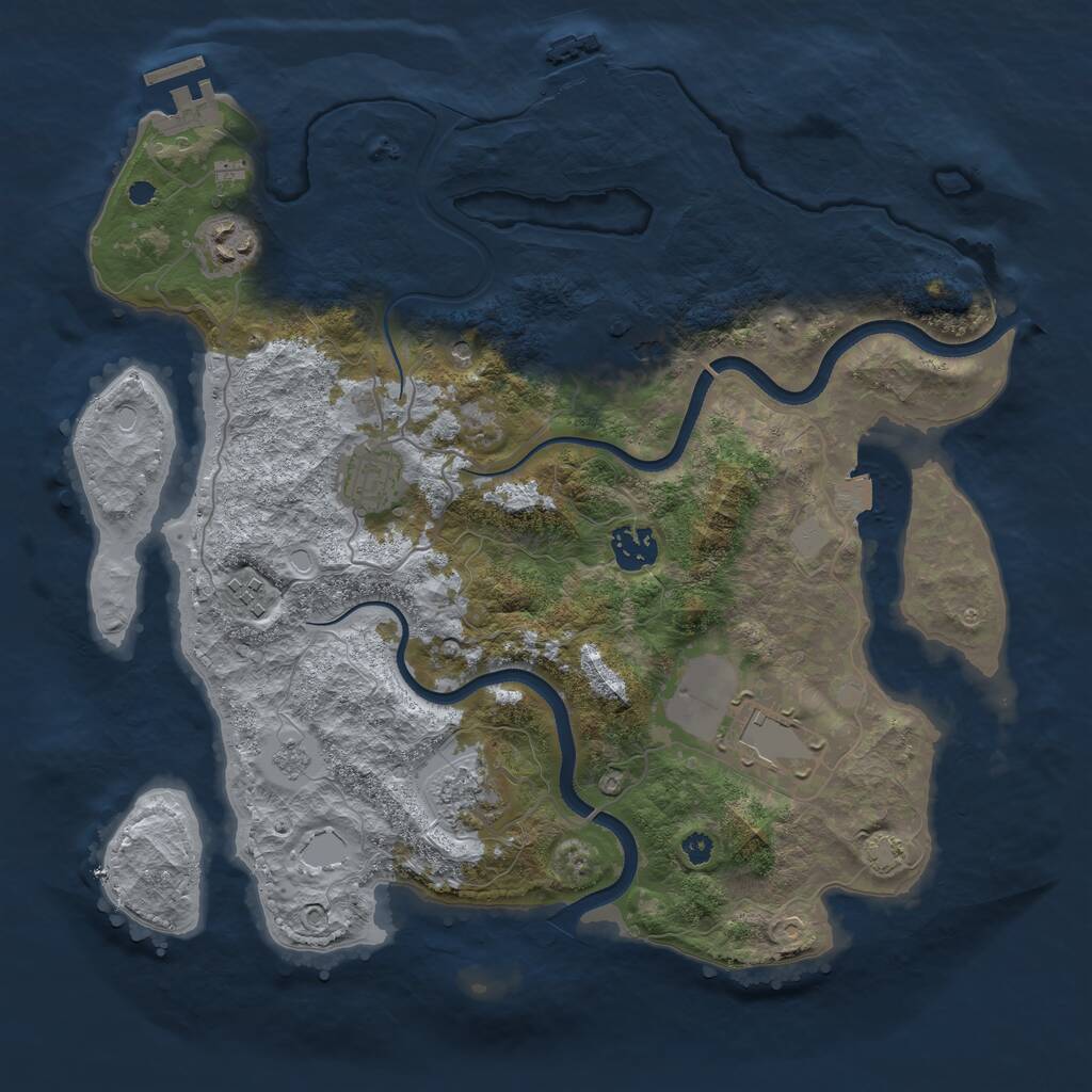 Rust Map: Procedural Map, Size: 3550, Seed: 16156105, 13 Monuments