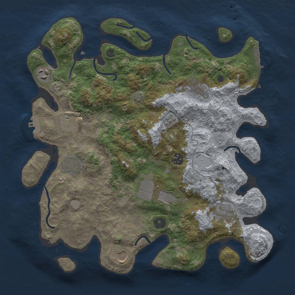 Rust Map: Procedural Map, Size: 3700, Seed: 98910464, 17 Monuments
