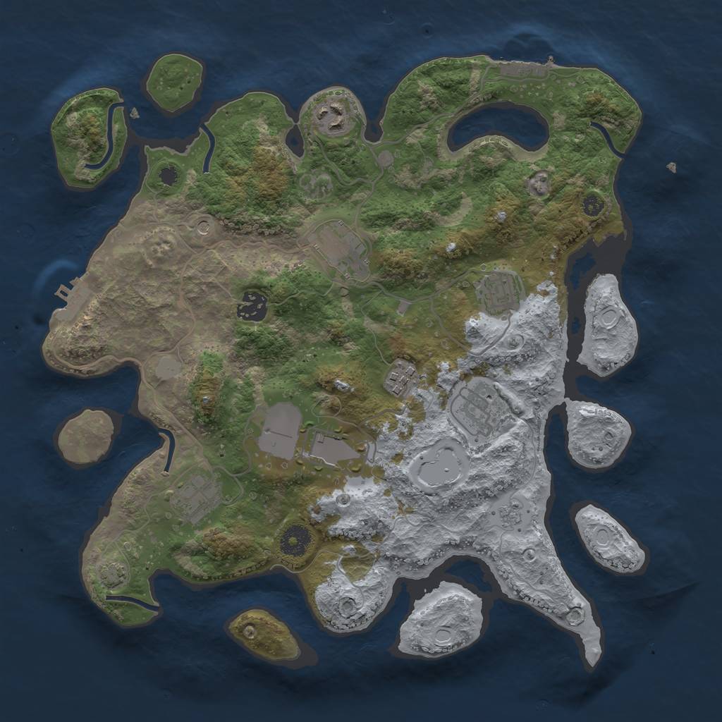 Rust Map: Procedural Map, Size: 3500, Seed: 199927442, 16 Monuments