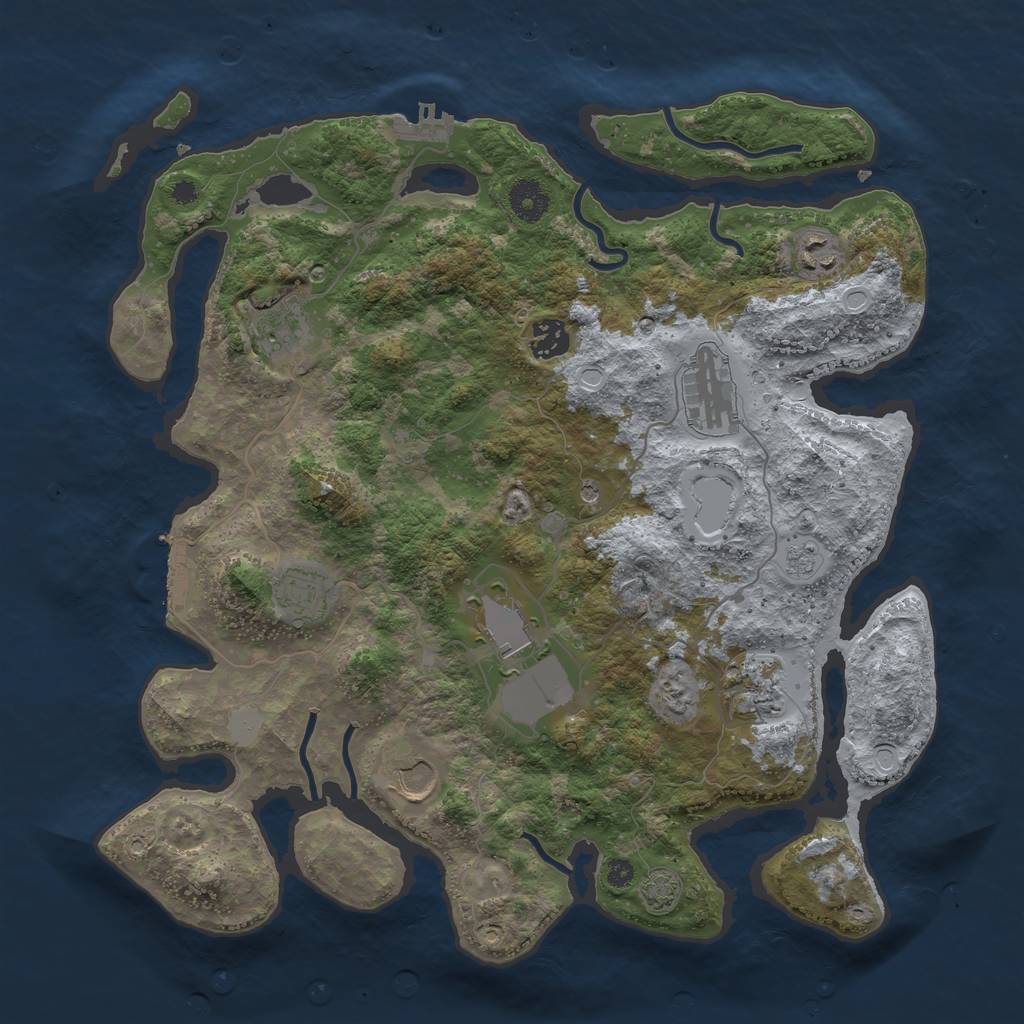 Rust Map: Procedural Map, Size: 3750, Seed: 60452815, 16 Monuments