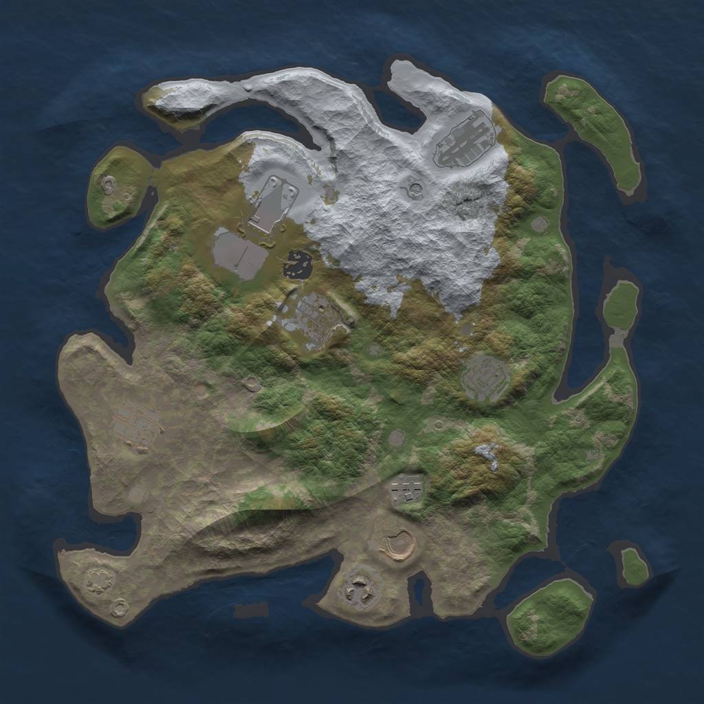 Rust Map: Barren, Size: 3500, Seed: 518678461, 13 Monuments