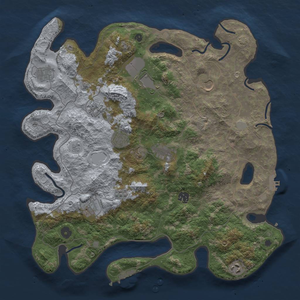 Rust Map: Procedural Map, Size: 4000, Seed: 77687999, 18 Monuments