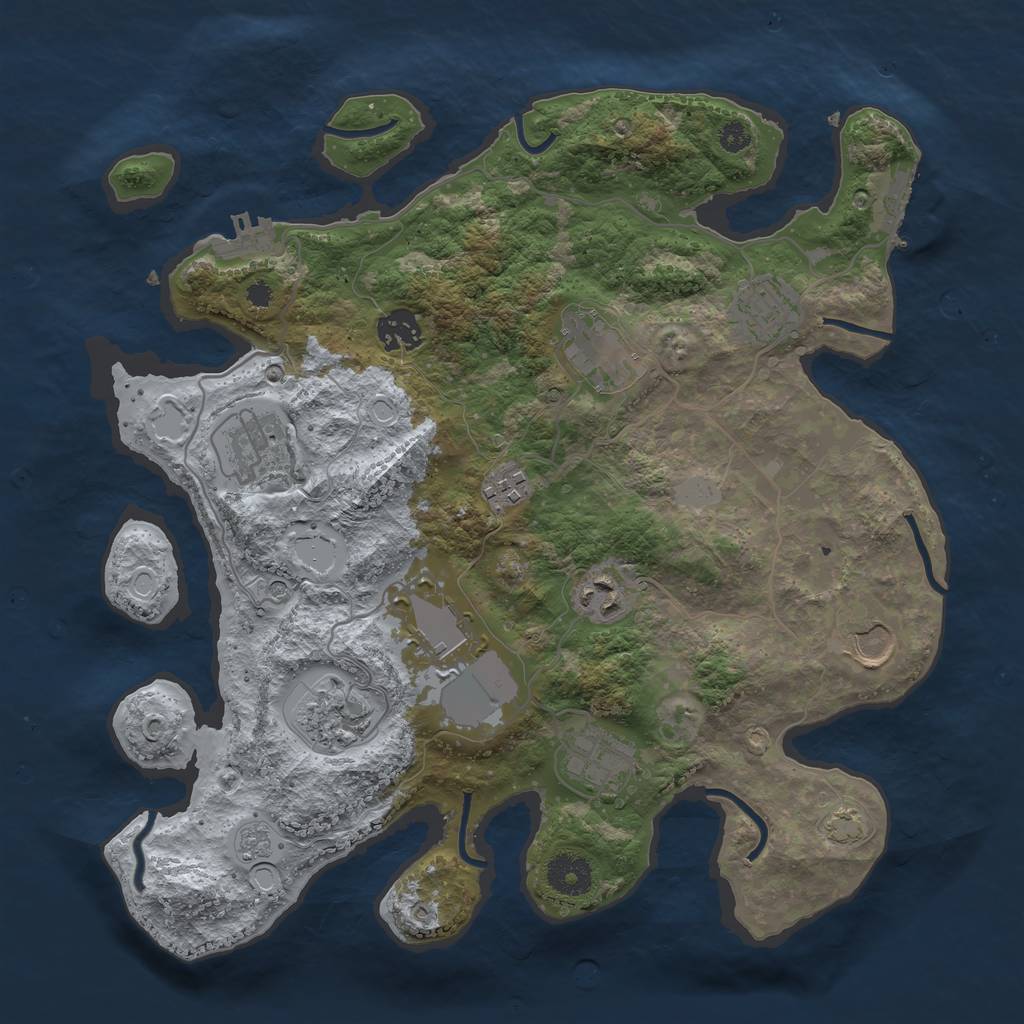 Rust Map: Procedural Map, Size: 3500, Seed: 33143818, 18 Monuments