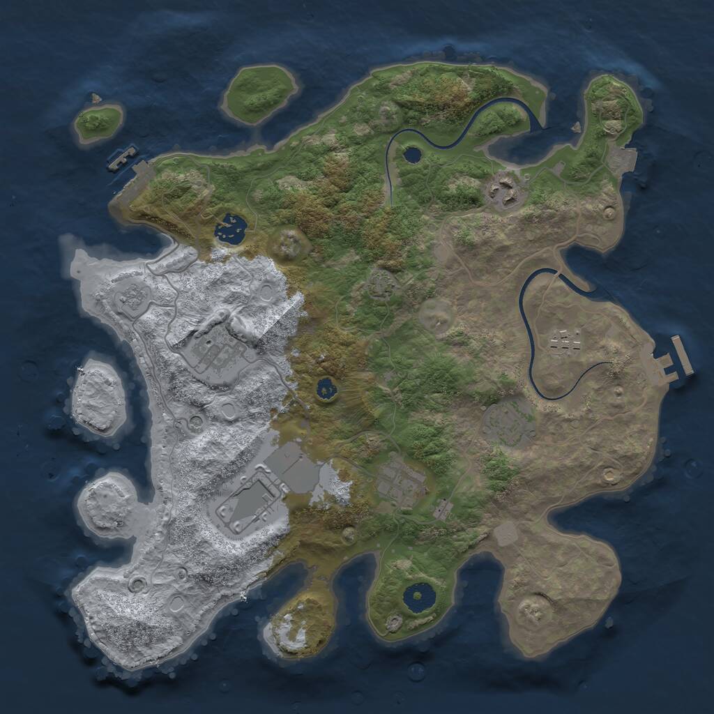 Rust Map: Procedural Map, Size: 3500, Seed: 33143818, 13 Monuments
