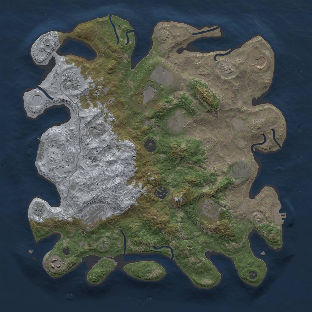 Rust Map: Procedural Map, Size: 3750, Seed: 52686093, 18 Monuments