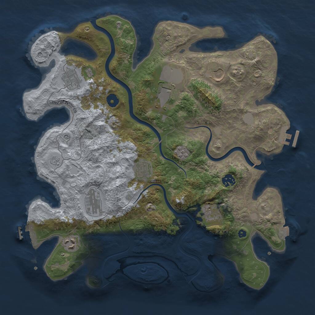 Rust Map: Procedural Map, Size: 3750, Seed: 52686093, 15 Monuments