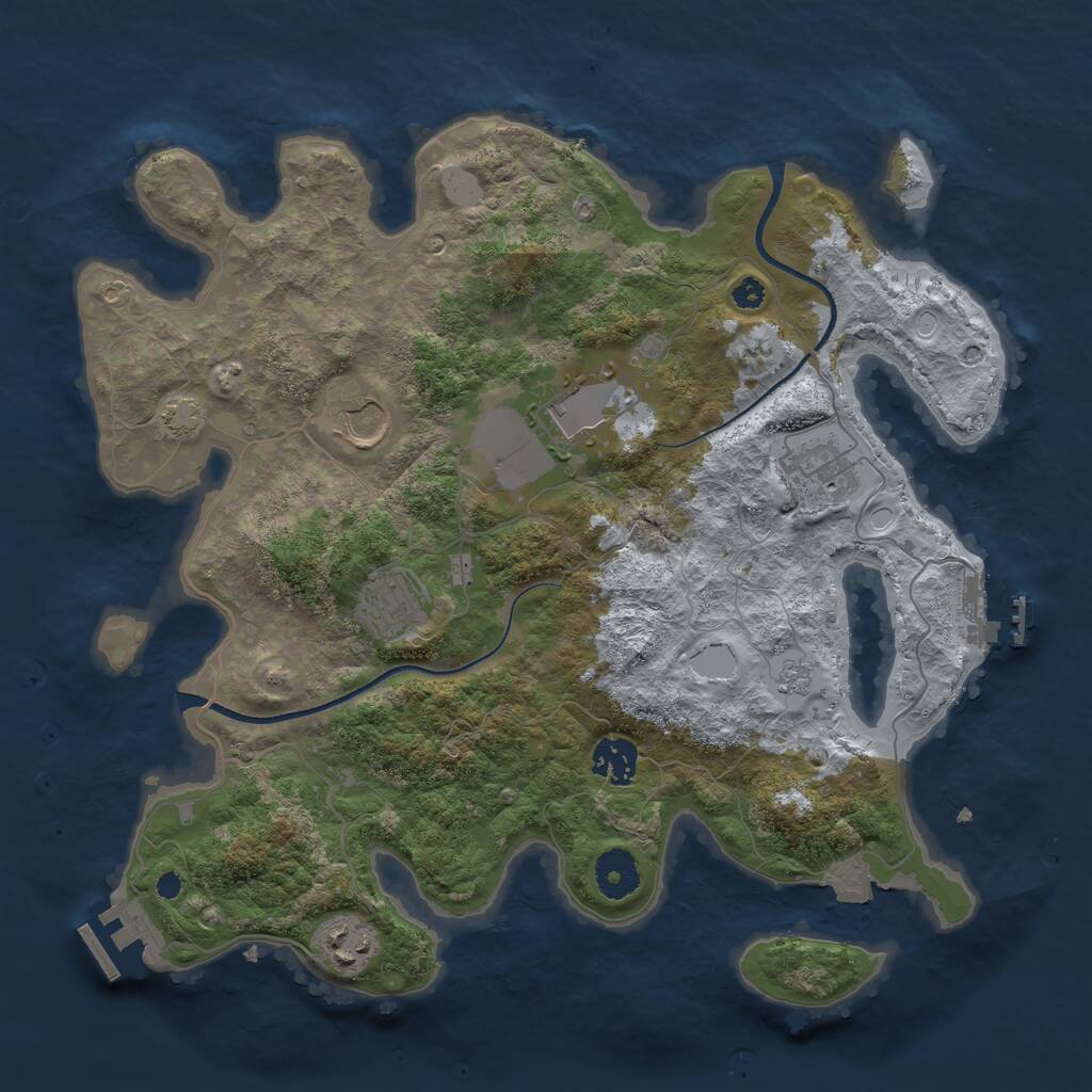 Rust Map: Procedural Map, Size: 3500, Seed: 48844561, 11 Monuments