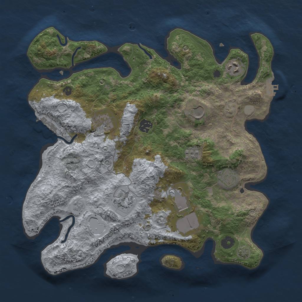 Rust Map: Procedural Map, Size: 3500, Seed: 1270355650, 16 Monuments
