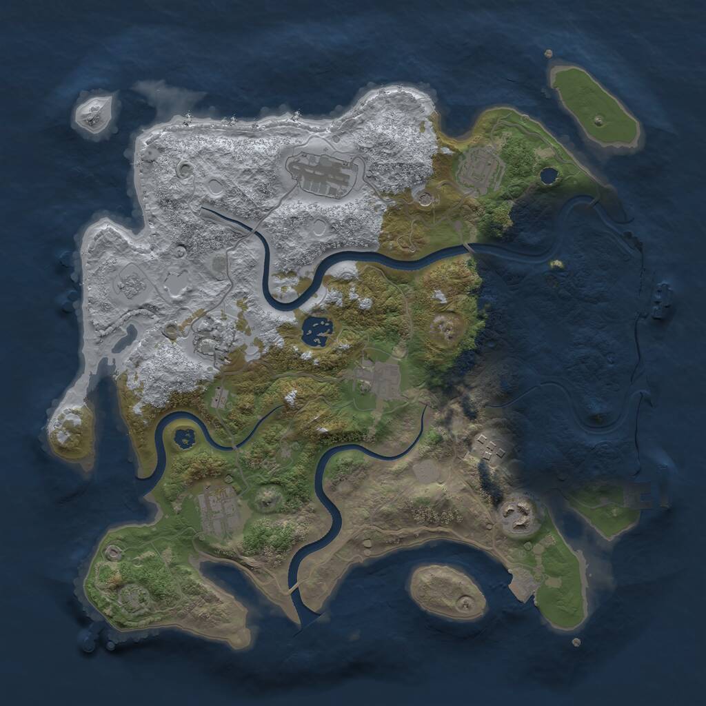 Rust Map: Procedural Map, Size: 3400, Seed: 1823750733, 14 Monuments