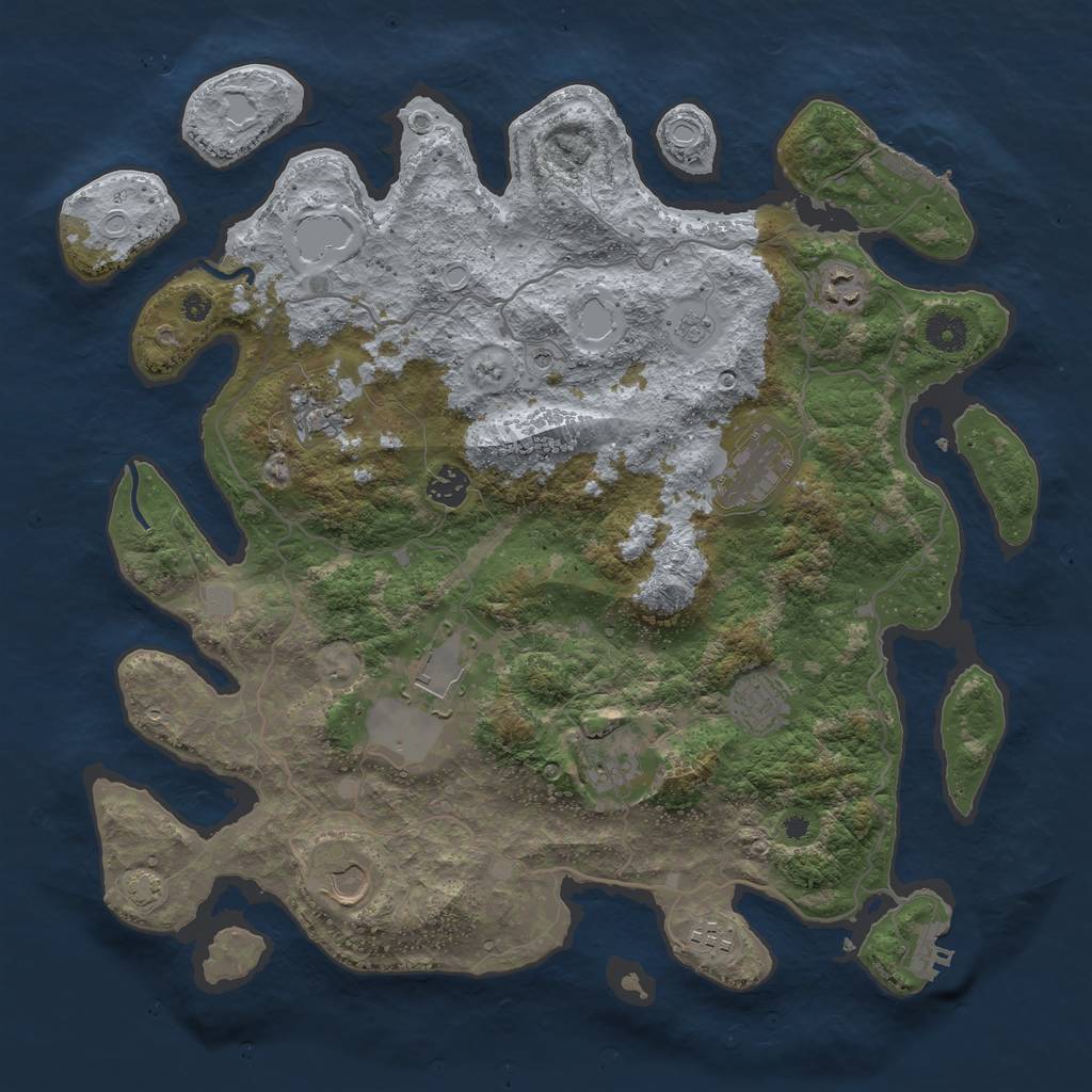 Rust Map: Procedural Map, Size: 4000, Seed: 1436651380, 17 Monuments