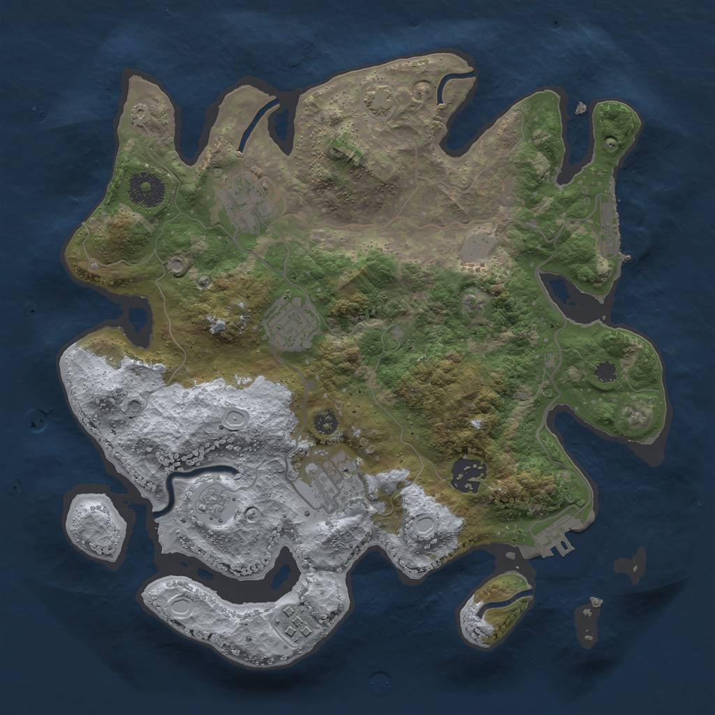 Rust Map: Procedural Map, Size: 3000, Seed: 145280267, 12 Monuments