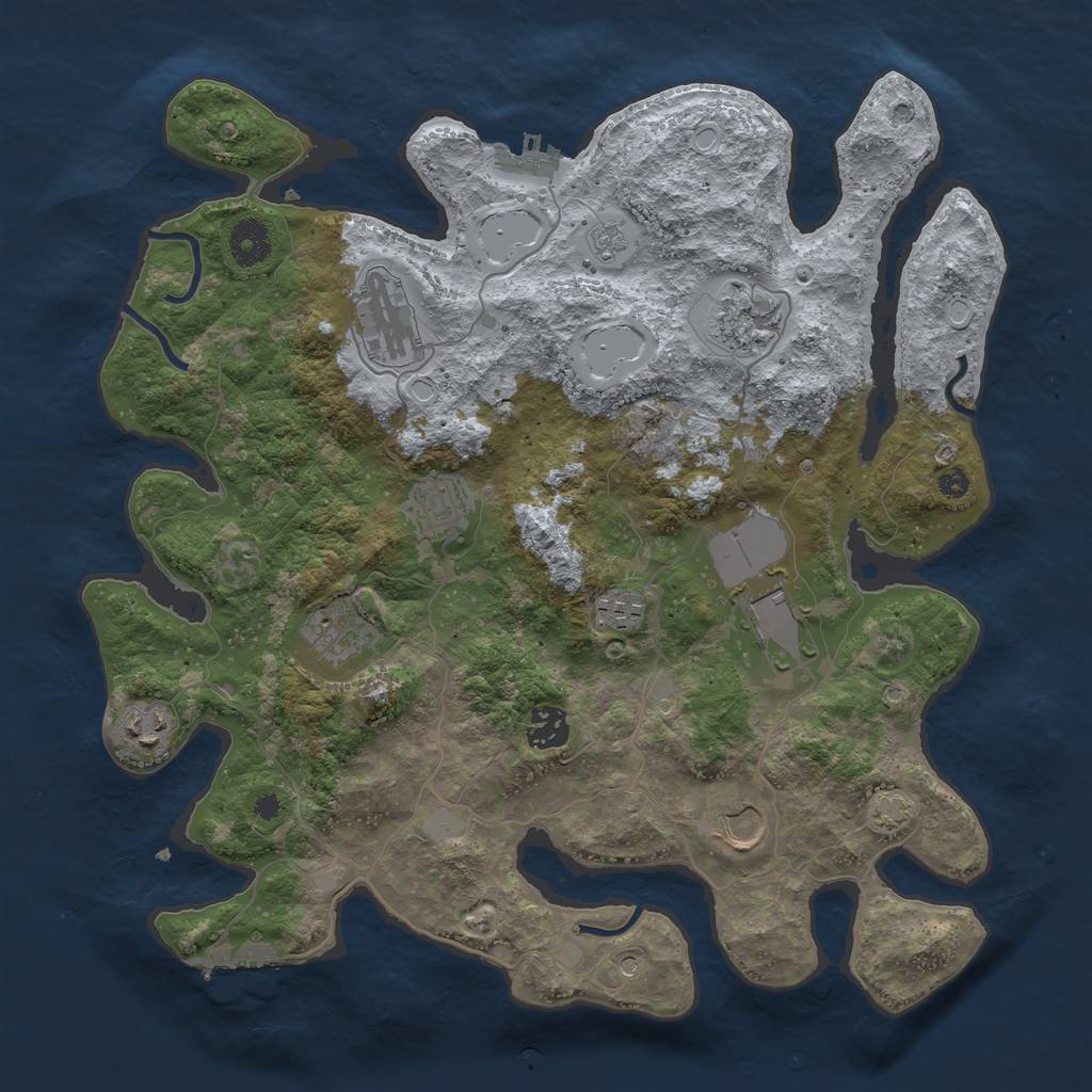 Rust Map: Procedural Map, Size: 3700, Seed: 329841131, 17 Monuments