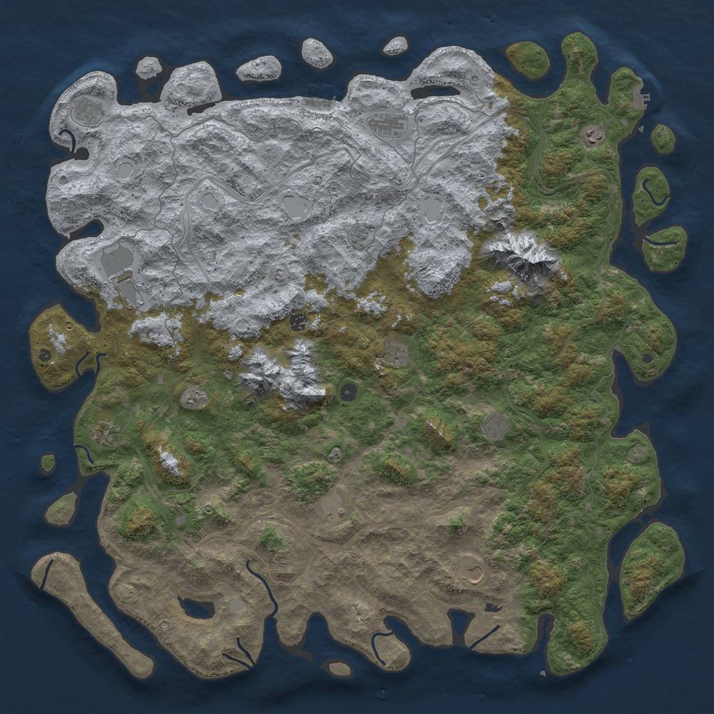 Rust Map: Procedural Map, Size: 6000, Seed: 1313, 19 Monuments