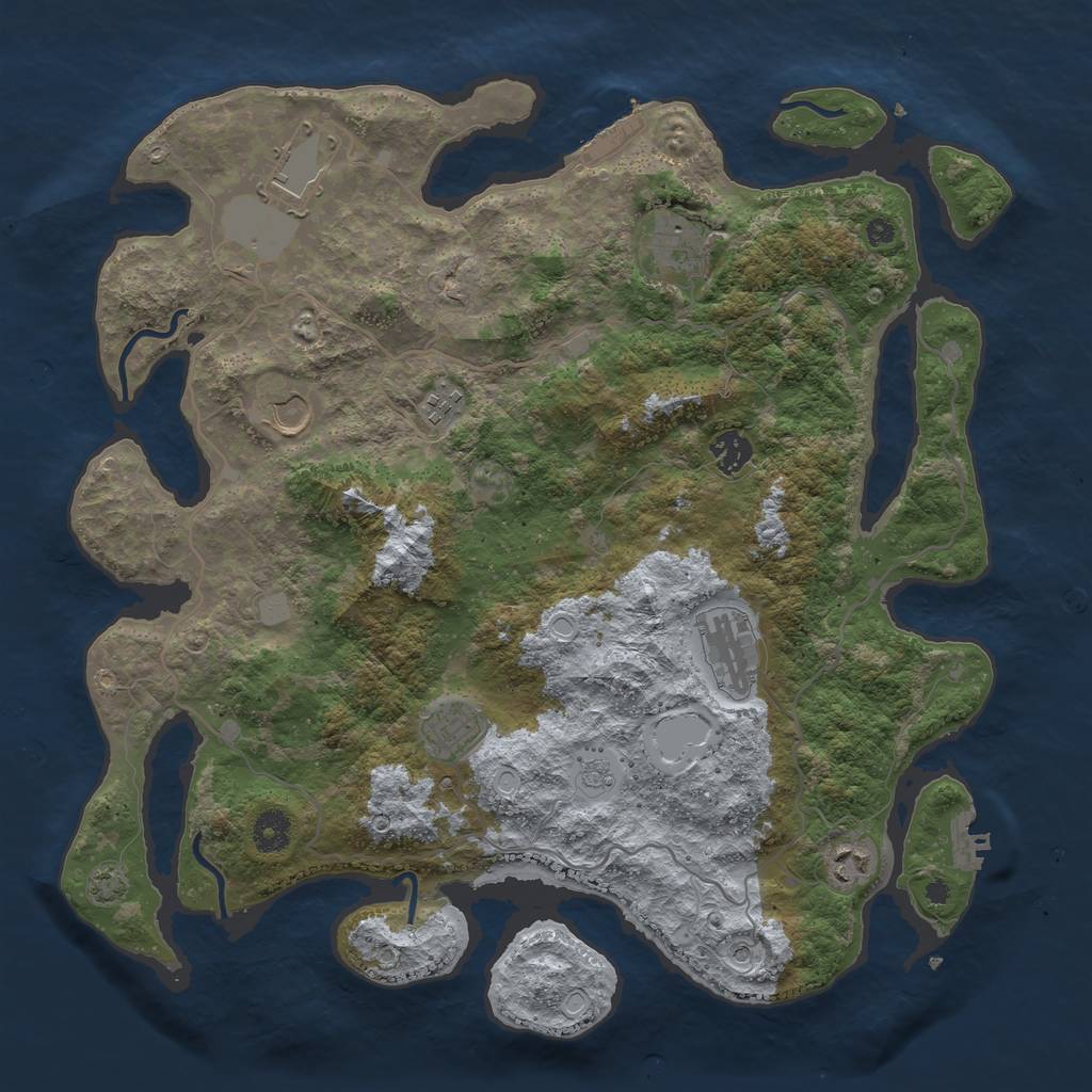 Rust Map: Procedural Map, Size: 4000, Seed: 20654205, 16 Monuments