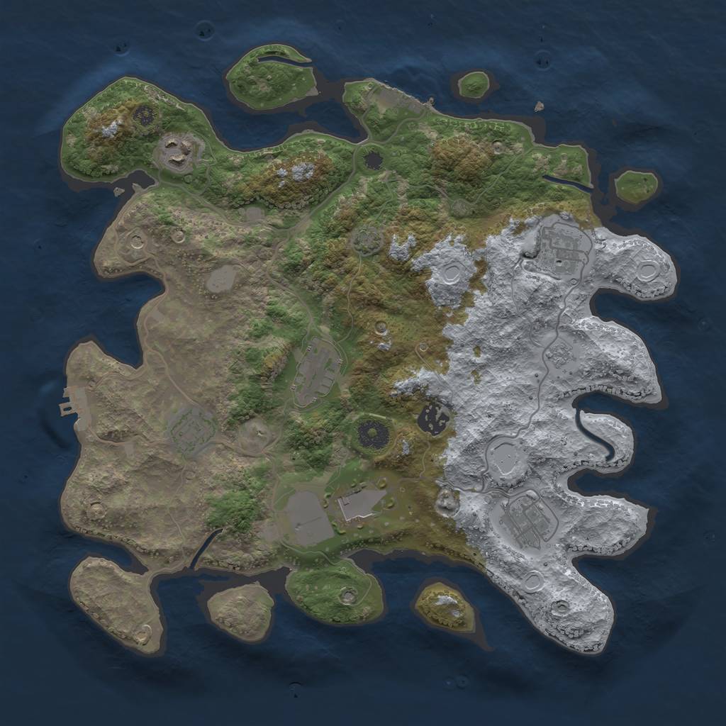 Rust Map: Procedural Map, Size: 3550, Seed: 47205890, 15 Monuments