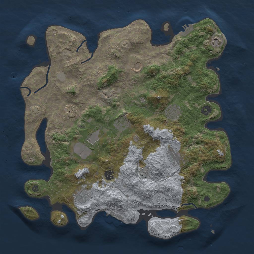 Rust Map: Procedural Map, Size: 3800, Seed: 23163312, 18 Monuments
